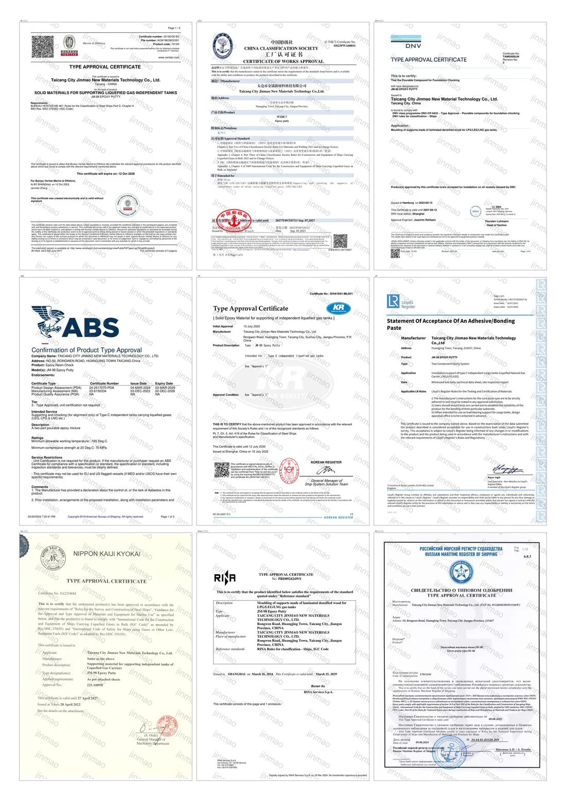 Nine Classification Society Type Approvals (preview)